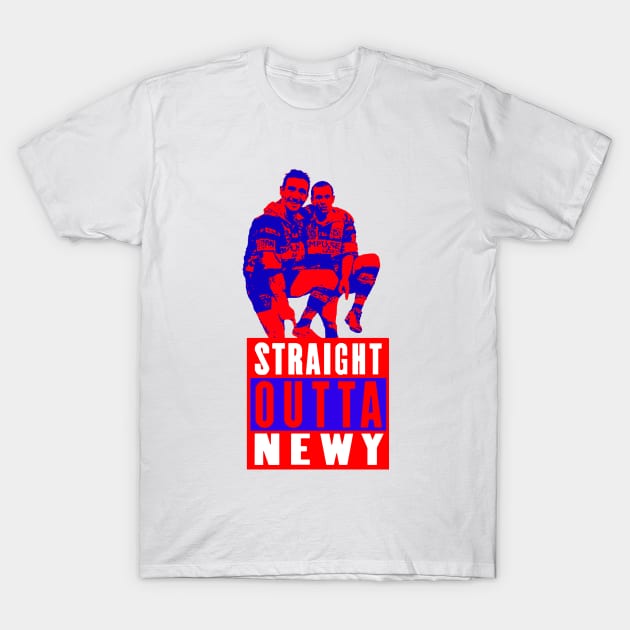 Newcastle Knights - The Johns Boys - Joey Johns & Matty Johns - STRAIGHT OUTTA NEWY T-Shirt by OG Ballers